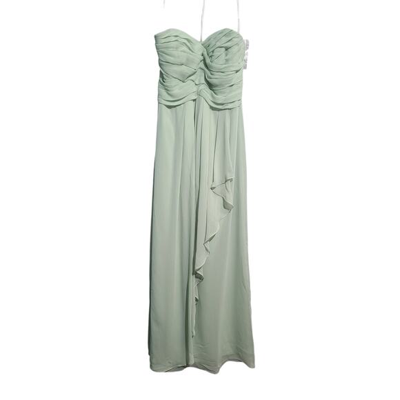 David's Bridal Crinkle Chiffon Dress with Cascade Skirt NWT - Picture 2 of 5